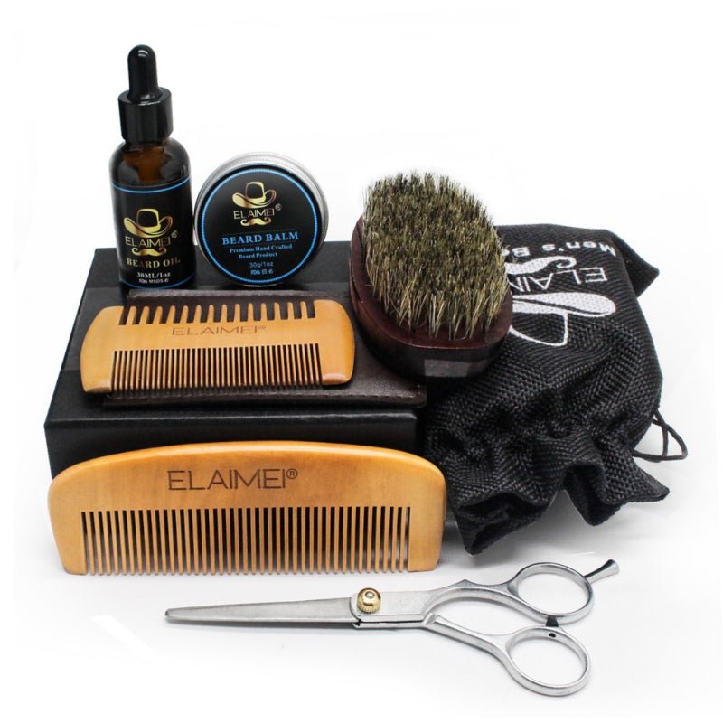 Fay Beauty - Sunset Audacity | ELAIMEI Set d'Outils de Soin de la Barbe avec Peigne et Huile (6 Pcs) - Fay Beauty