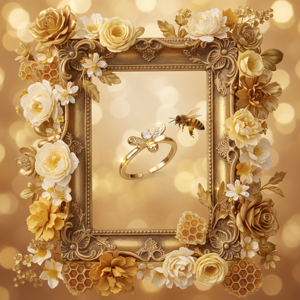 Bague Abeille – Cadre Doré Élégant