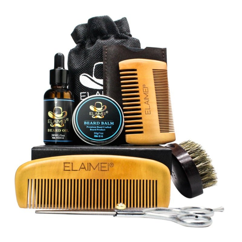 Fay Beauty - Sunset Audacity | ELAIMEI Set d'Outils de Soin de la Barbe avec Peigne et Huile (6 Pcs) - Fay Beauty