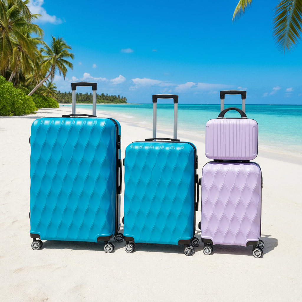 Set Valises Bleues - Ambiance Plage Tropicale