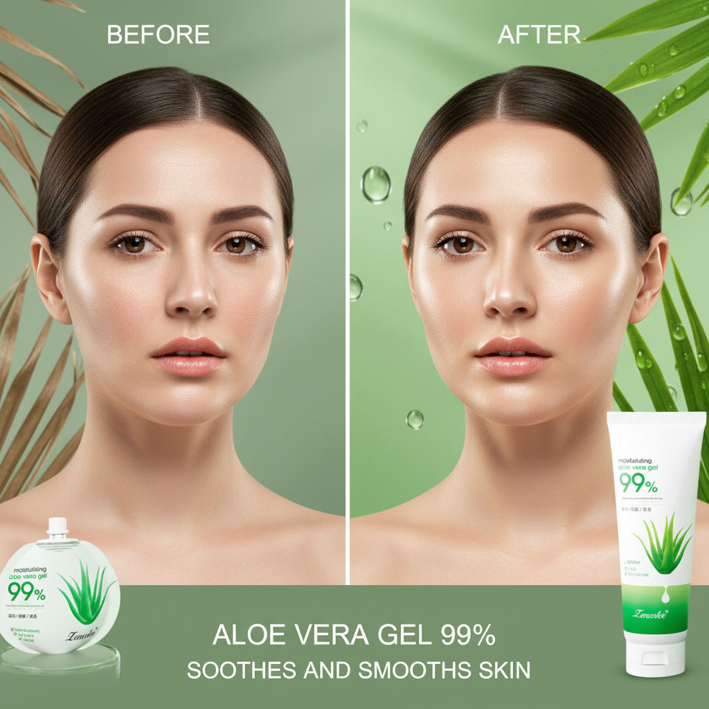 Aloe Vera Gel 99% - Avant/Après - Peau Hydratée et Lumineuse