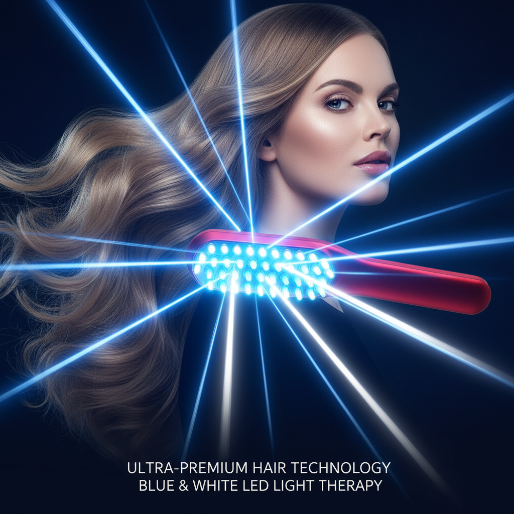 Brosse Peigne Électrique LED Rouge - Lumières Bleues & Blanches - High-Tech