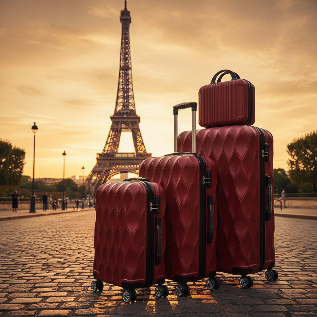 Set Valises Rouge - Ambiance Paris Tour Eiffel