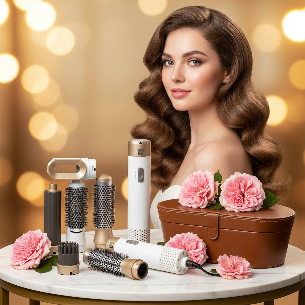 Kit Coiffant 7-en-1 Or & Blanc - Ambiance Marbre & Roses