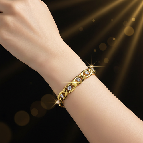Bracelet Chaîne Doré Zirconia - Luxe & Éclat