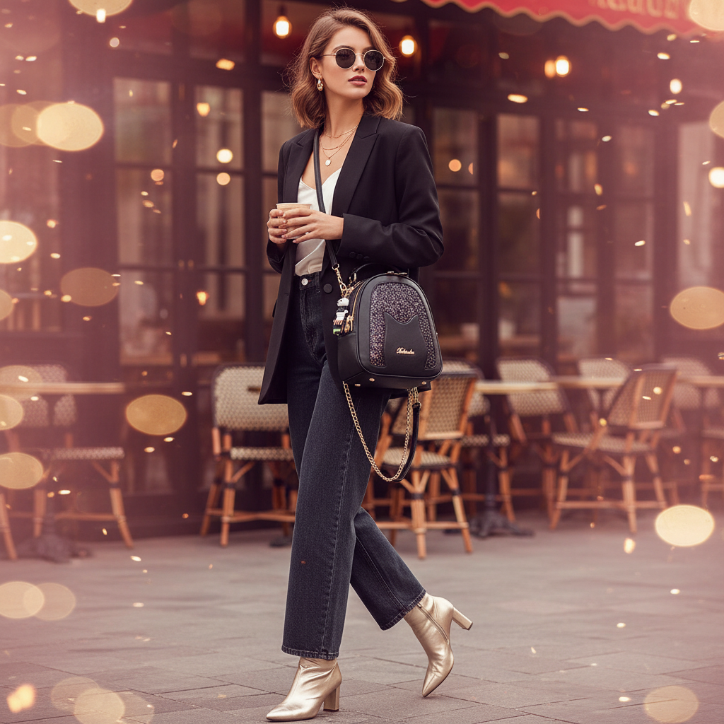 Sac Paillettes Noir & Rouge - Ambiance Café Parisien